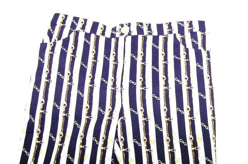 90s Striped Gold Chain Print Straight Jeans - 10