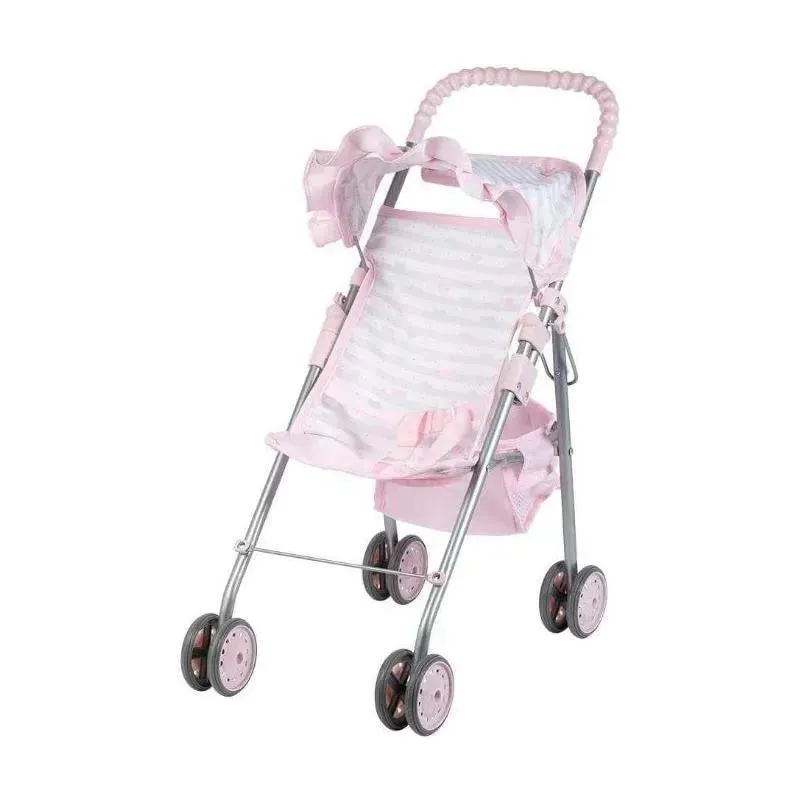 Adora - Pastel Pink Heart Baby Doll Stroller with Umbrella Shade & Ruffle Trim