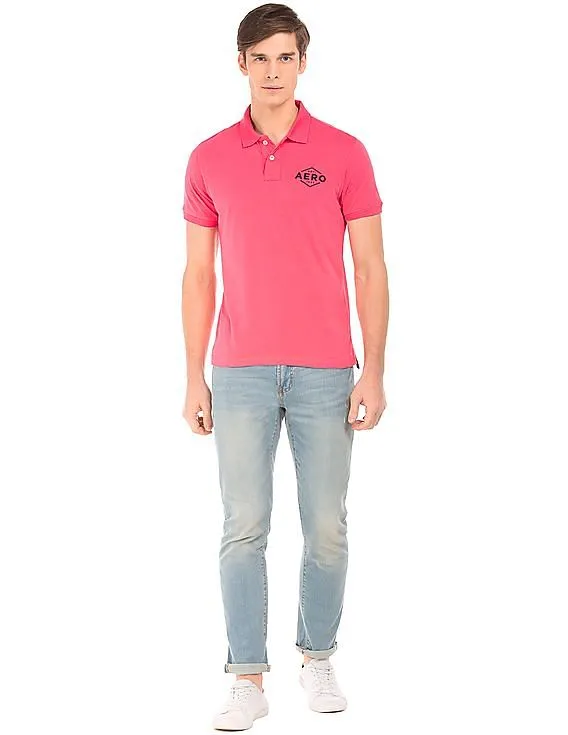 Aeropostale Solid Brushed Cotton Polo Shirt