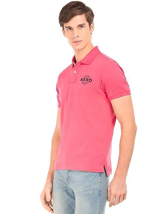 Aeropostale Solid Brushed Cotton Polo Shirt