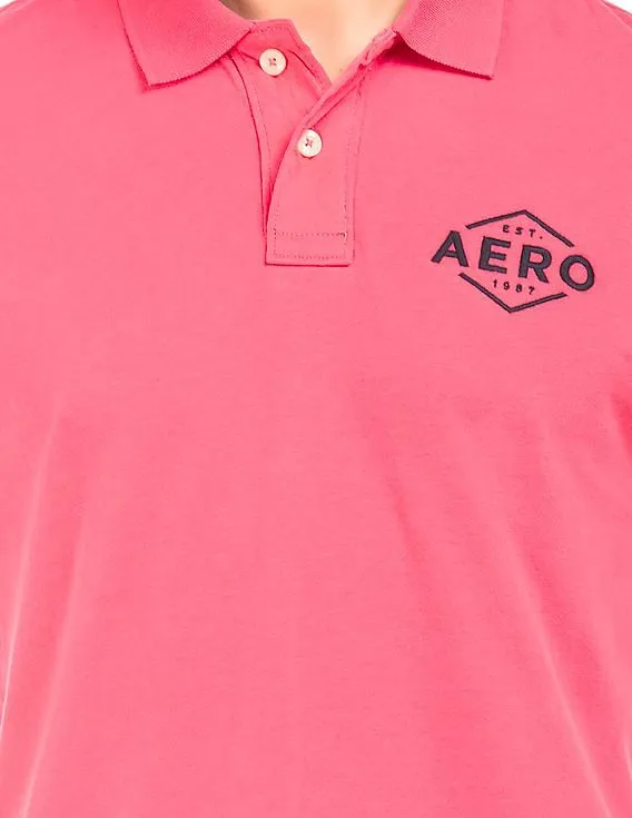 Aeropostale Solid Brushed Cotton Polo Shirt