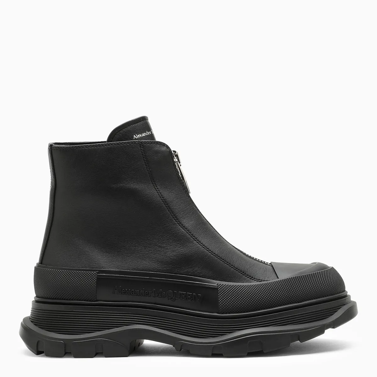 Alexander McQueen    Alexander Mc Queen Black Zip Tread Slick Boot