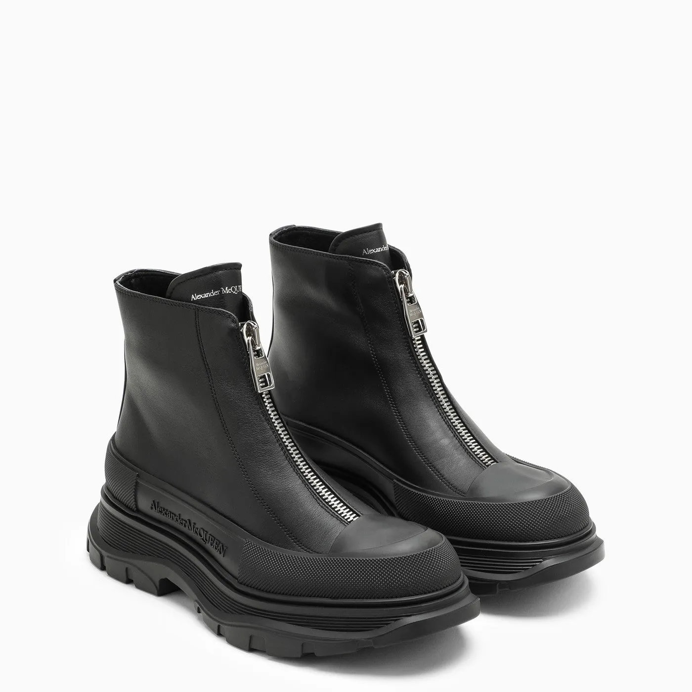 Alexander McQueen    Alexander Mc Queen Black Zip Tread Slick Boot