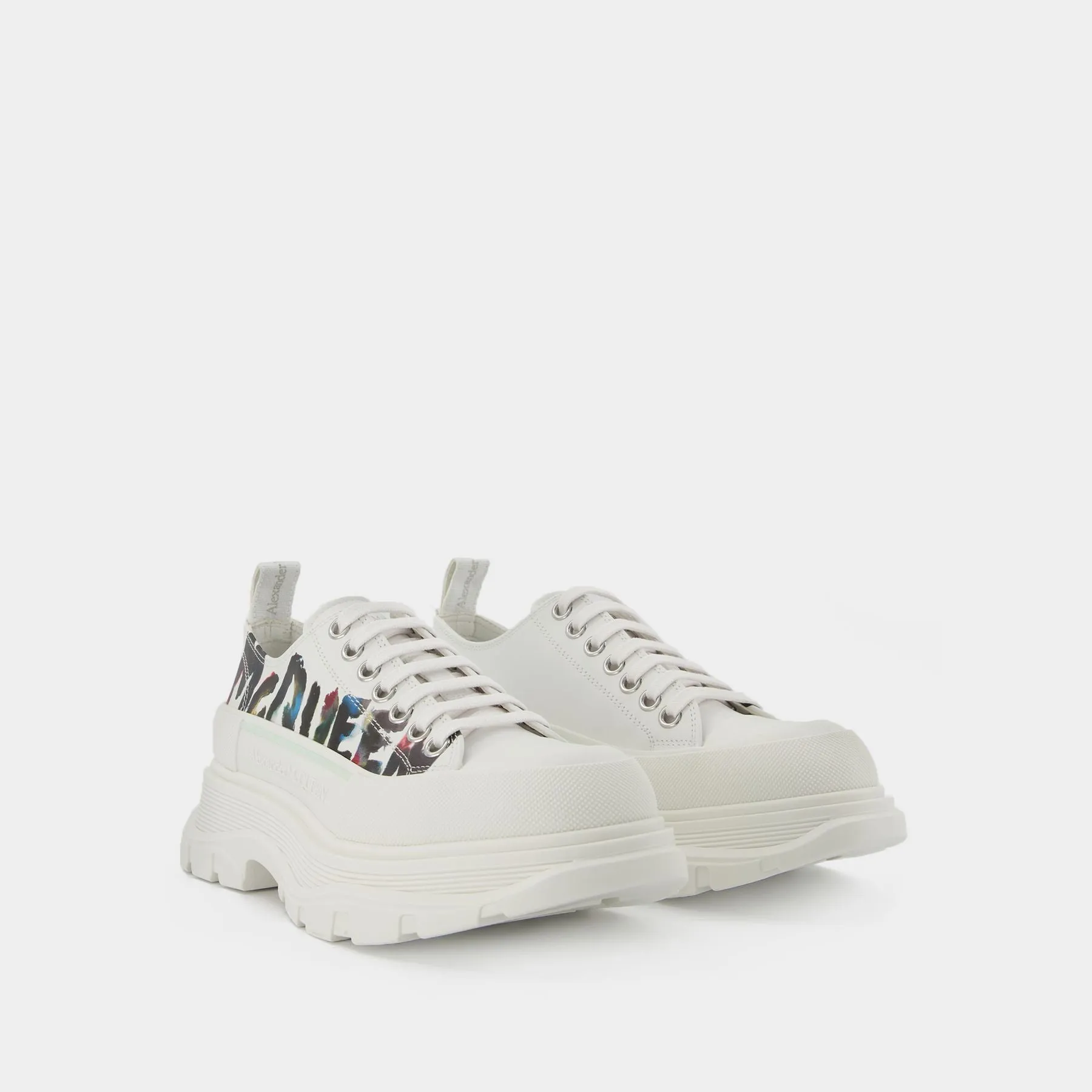 Alexander McQueen  Tread Slick Sneakers - Alexander Mcqueen - White/Logo Multi - Canva