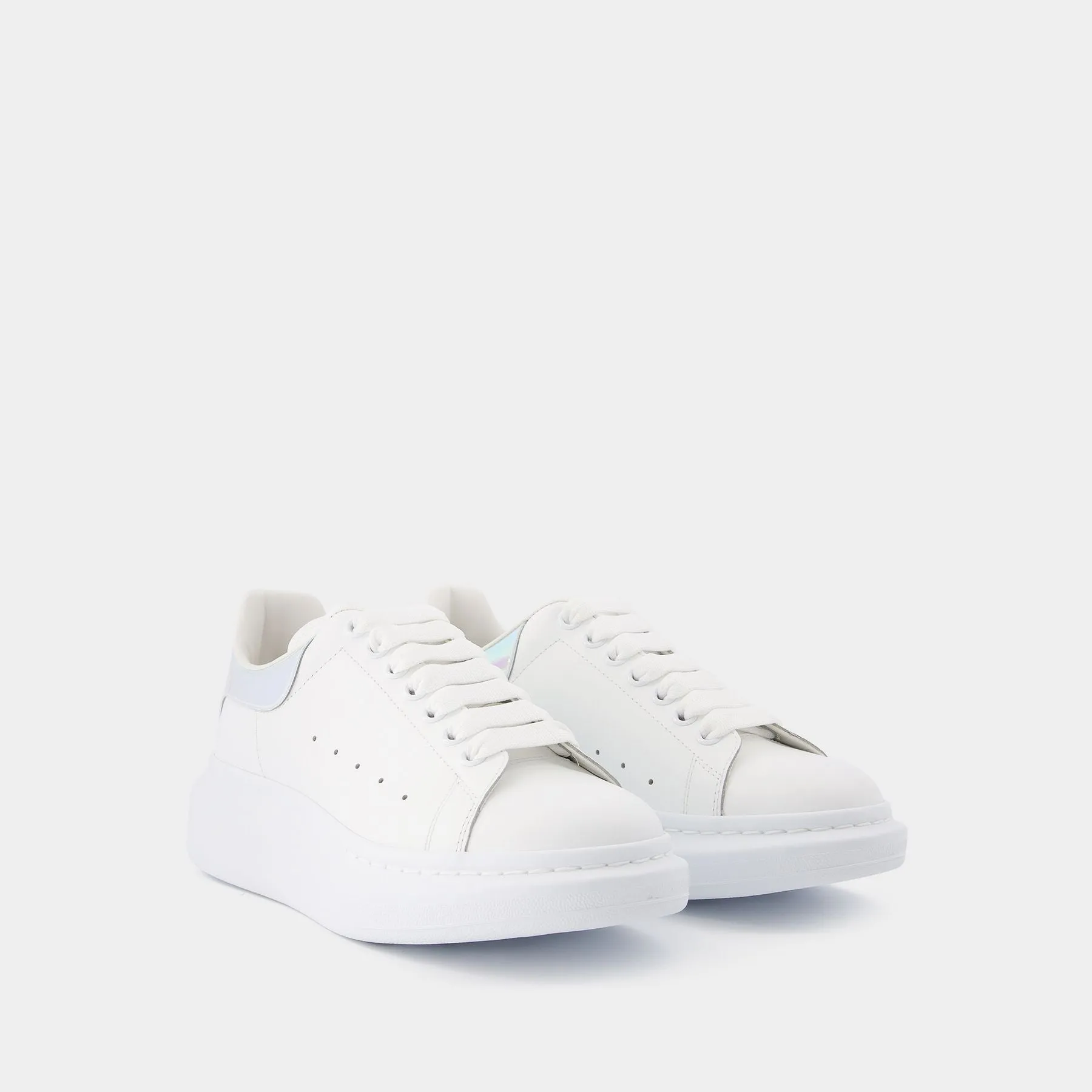 Alexander McQueen  White and Iridescent Leather Oversized Sneakers