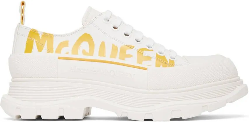 Alexander McQueen White Graffiti Tread Slick Low-Top Sneakers