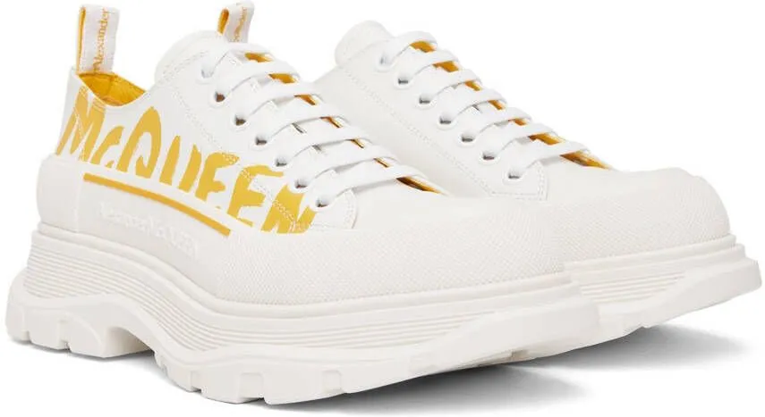 Alexander McQueen White Graffiti Tread Slick Low-Top Sneakers