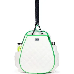 Ame & Lulu Game On Tennis Backpack, Quilted White & Green