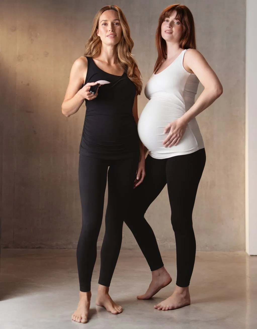 Aniza | Twin Pack Maternity & Nursing Vest Tops - Black & White