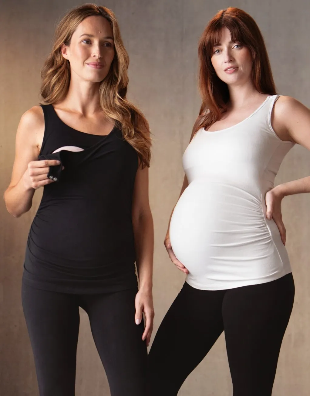 Aniza | Twin Pack Maternity & Nursing Vest Tops - Black & White