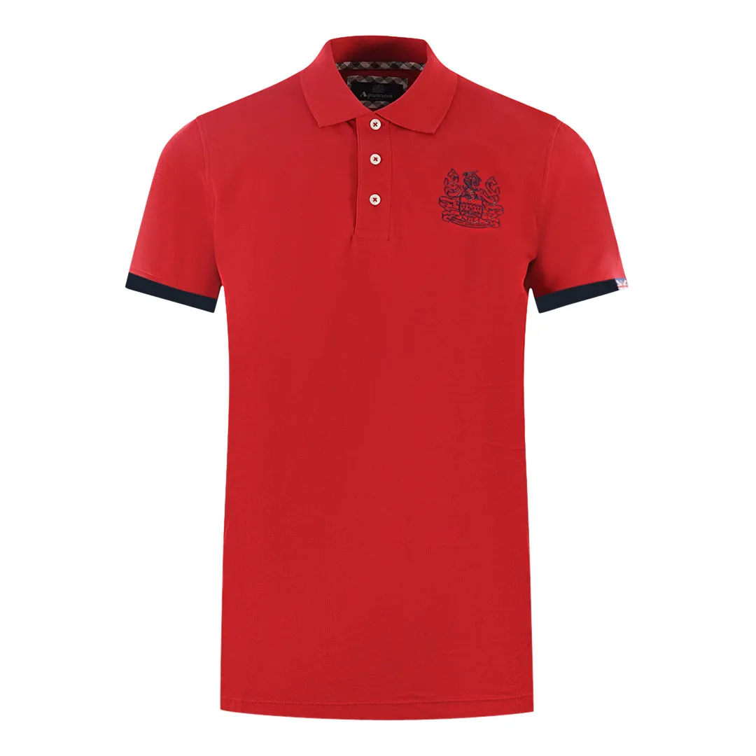 Aquascutum Branded Collar Red Polo Shirt