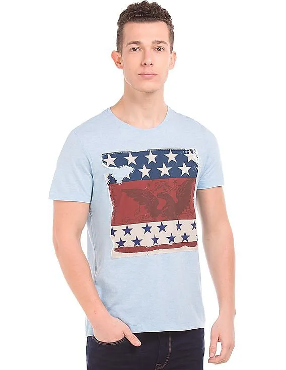 Arrow Blue Jeans Company Appliqued Front Heathered T-Shirt