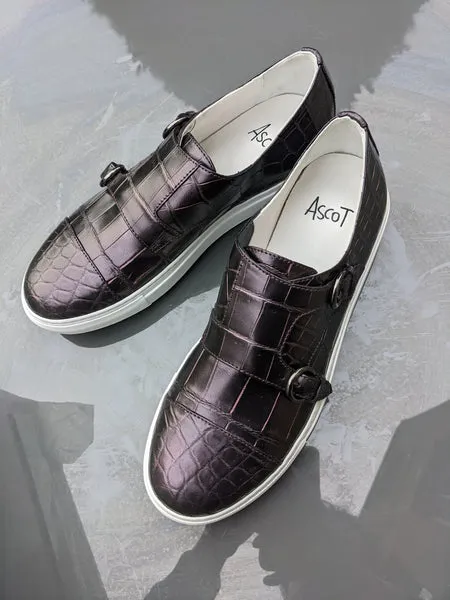 Ascot DM Sneakers - Metallic Purple Alligator - EU 43.5/ UK 9.5/ US 10.5