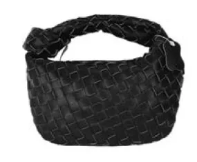 Ava Woven Knotted Handbag - Black