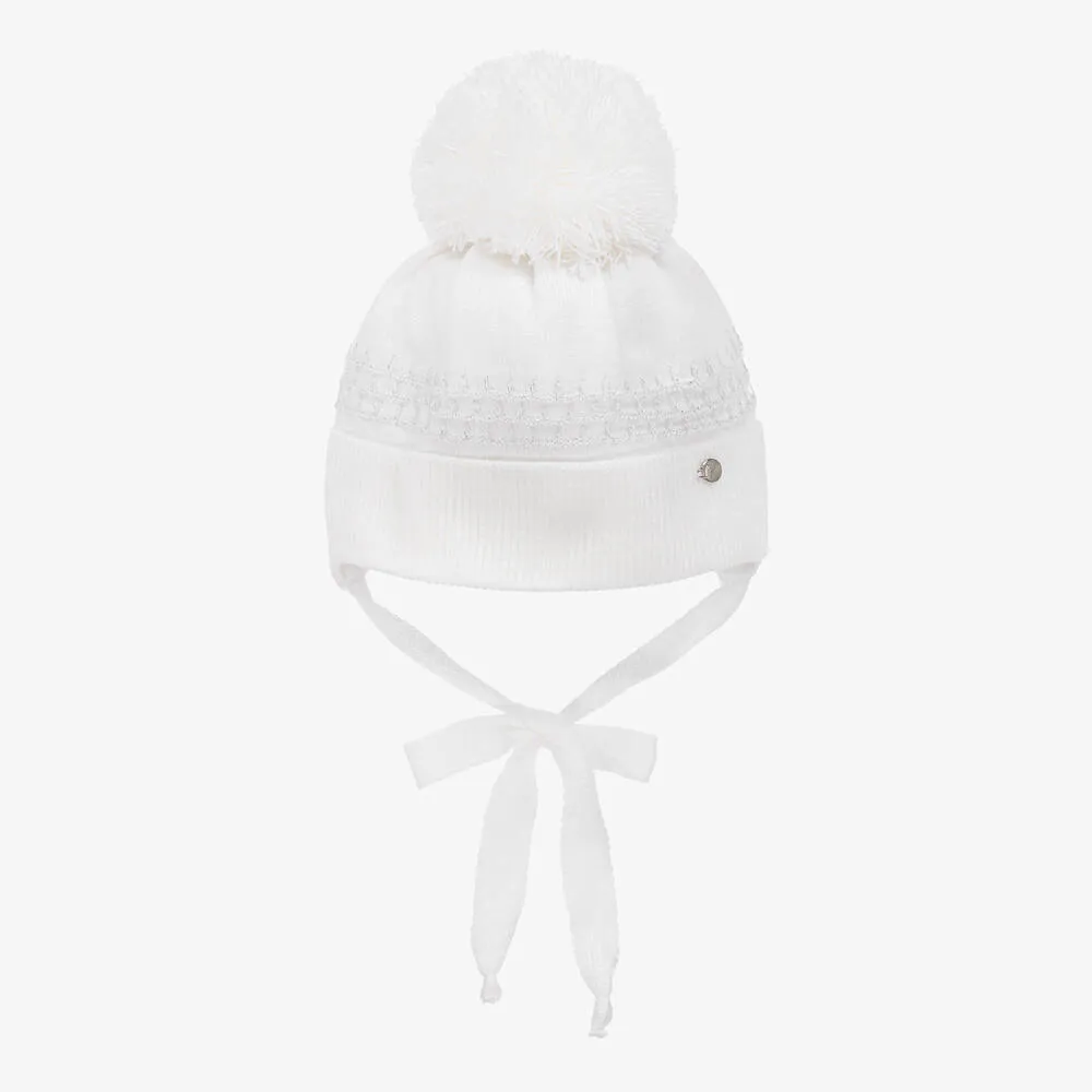 Baby Girls Ivory Pom-Pom Hat