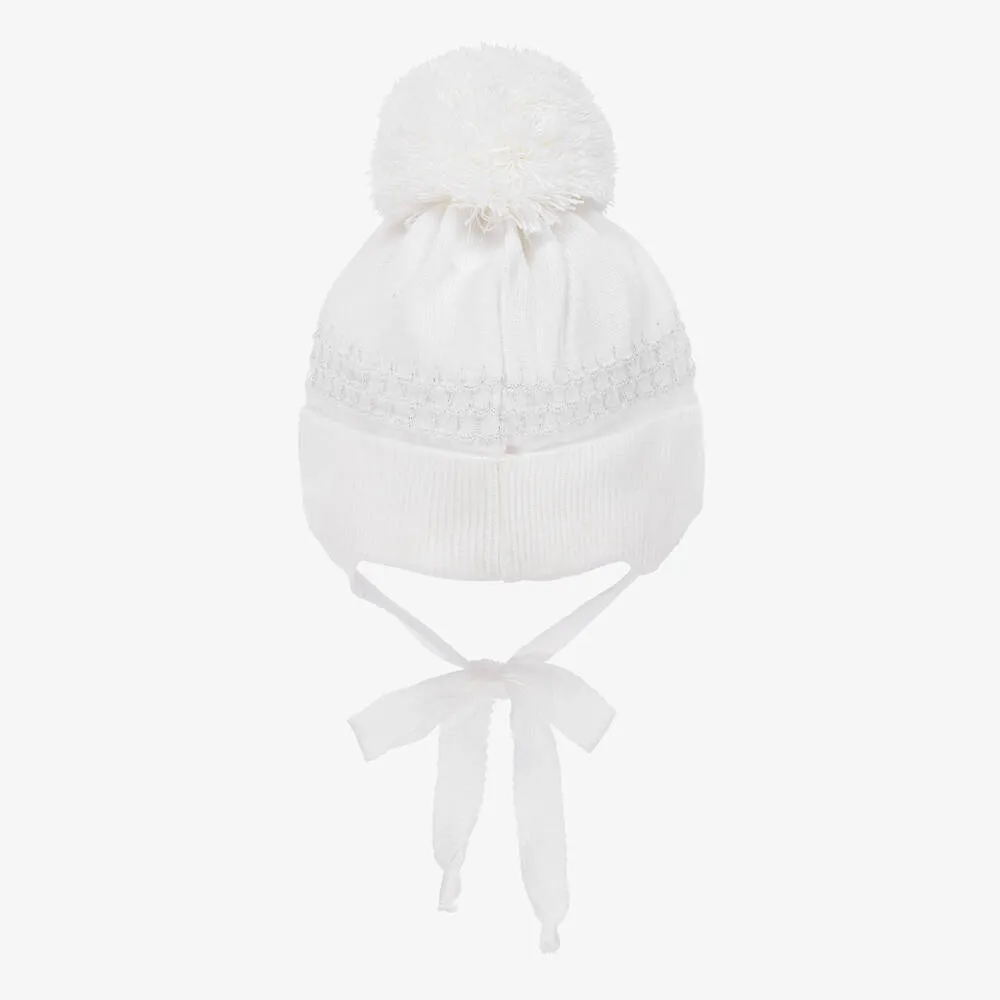 Baby Girls Ivory Pom-Pom Hat