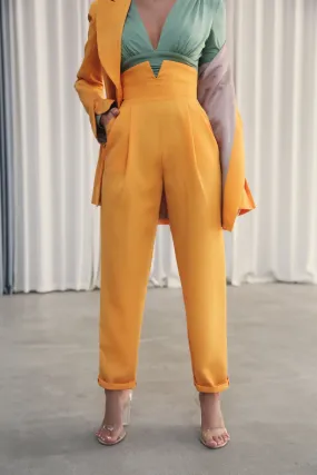 Banana Trousers with Wide Belt Yellow