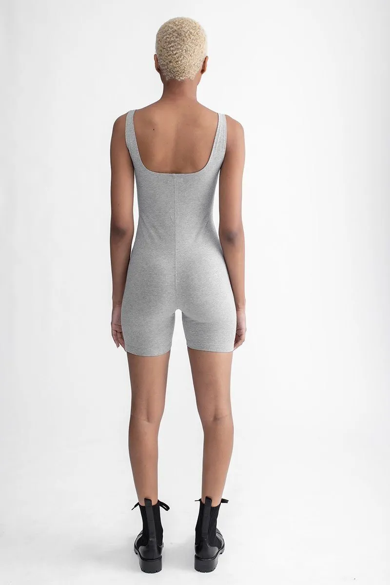 Biker Short Romper Heather Grey