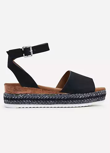 Black Coast Two Tone Flatform Sandals by Linzi | Look Again