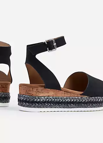 Black Coast Two Tone Flatform Sandals by Linzi | Look Again