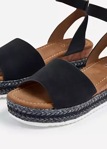 Black Coast Two Tone Flatform Sandals by Linzi | Look Again