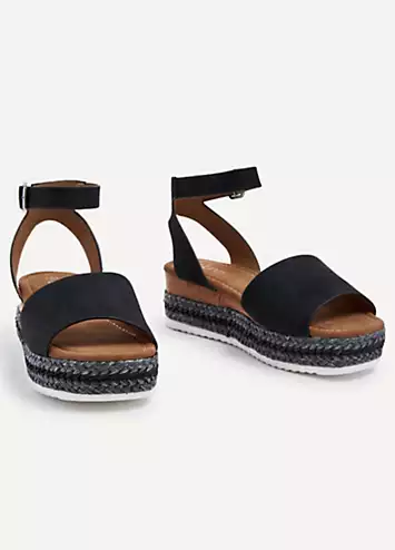 Black Coast Two Tone Flatform Sandals by Linzi | Look Again