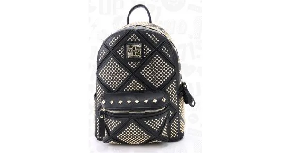 Black Gold Metal Studs Gothic Punk Rock Backpack