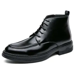 Black plain side zip lace up shoe boot