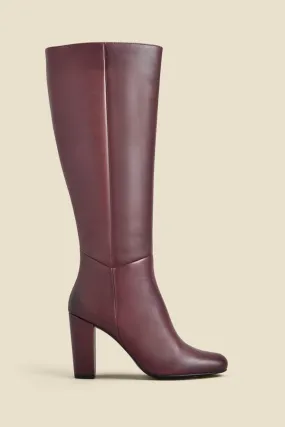 Blake Burgundy Leather Zip Knee High Boot