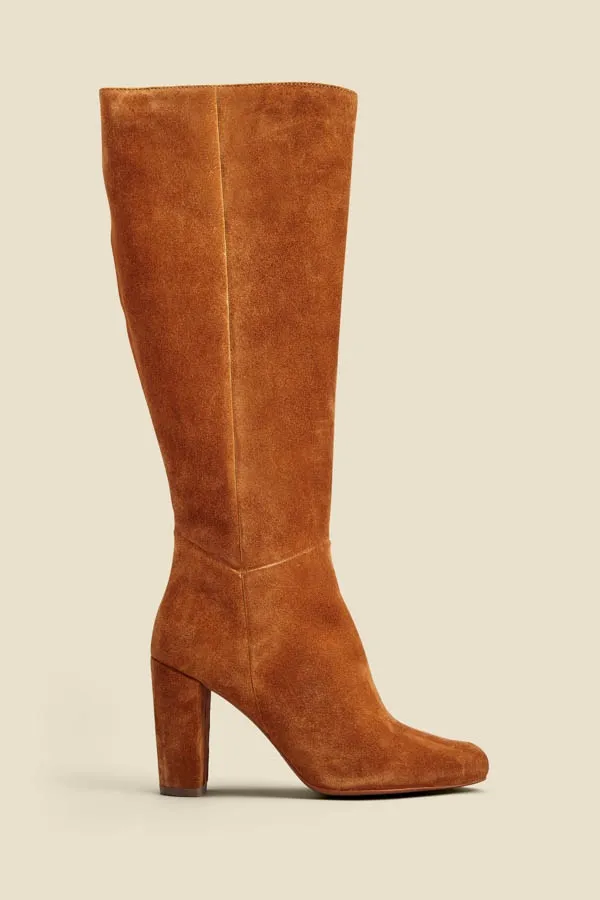 Blake Tan Suede Zip Knee High Boot