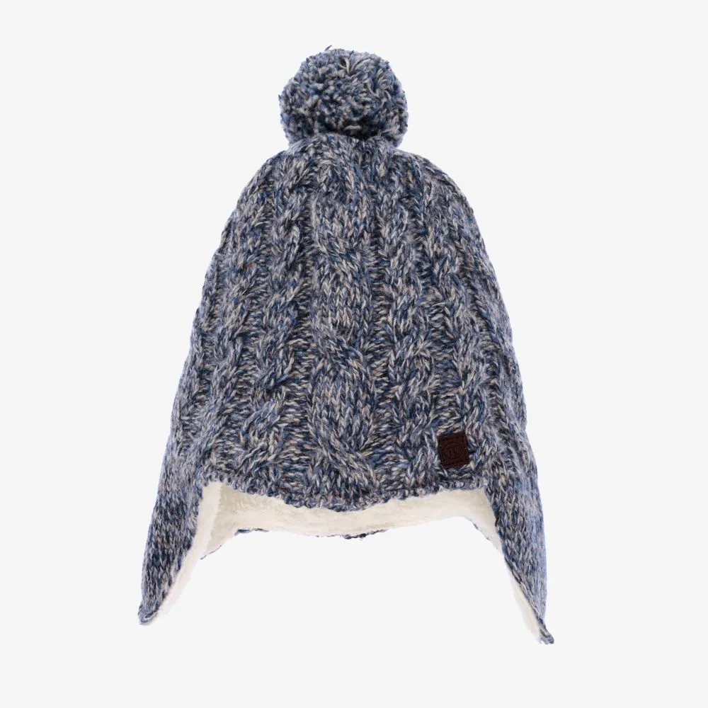 Blue & Grey Wool Knitted Hat