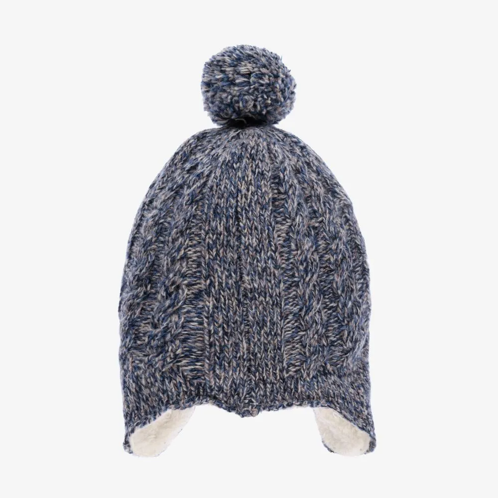 Blue & Grey Wool Knitted Hat