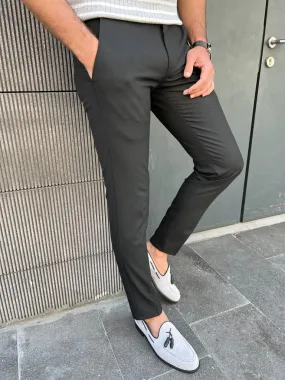 Bojoni Veneta Slim Fit Black Trousers