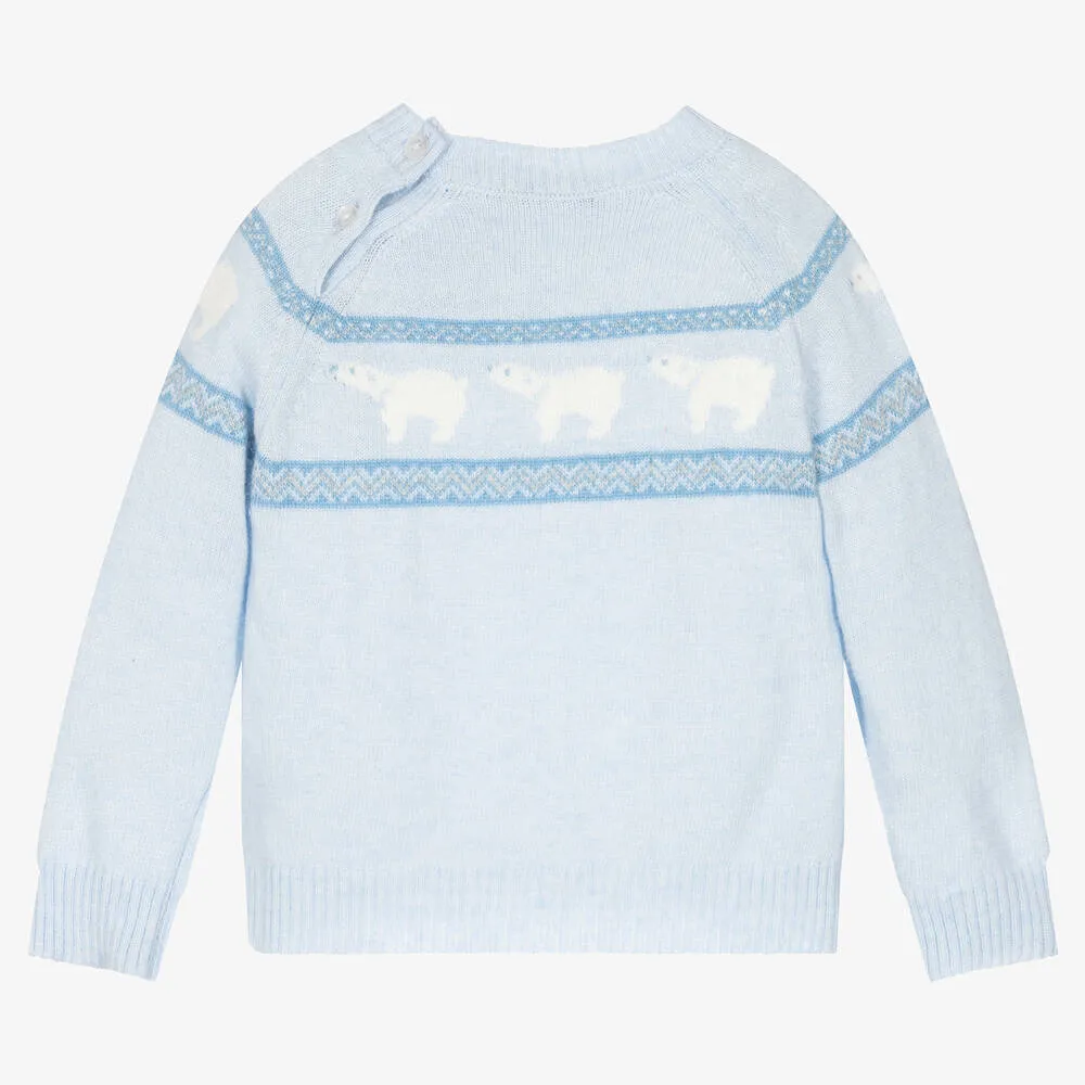 Boys Blue Polar Bear Wool Jumper