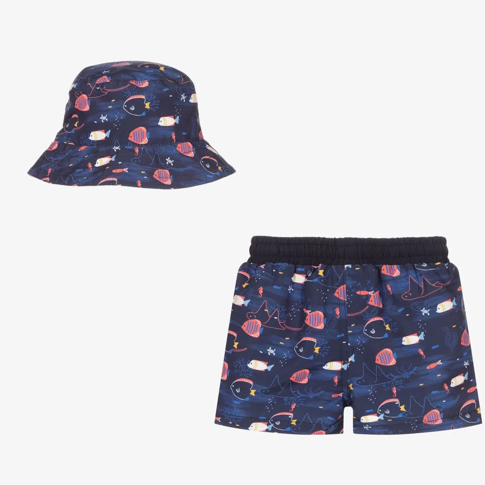 Boys Swim Shorts & Hat Set