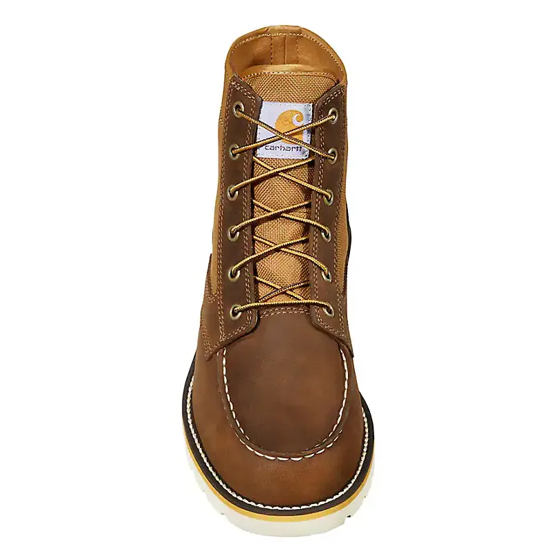 CARHARTT 6 MOC TOE WEDGE BOOT 12W BROWN LEATHER AND NYLON