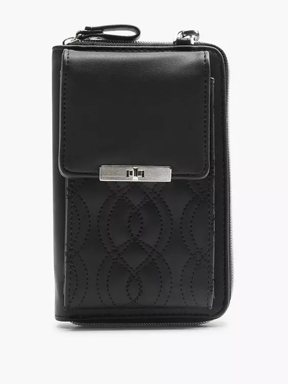 Catwalk  Black Quilted Phone Bag with Removable Shoulder Strap