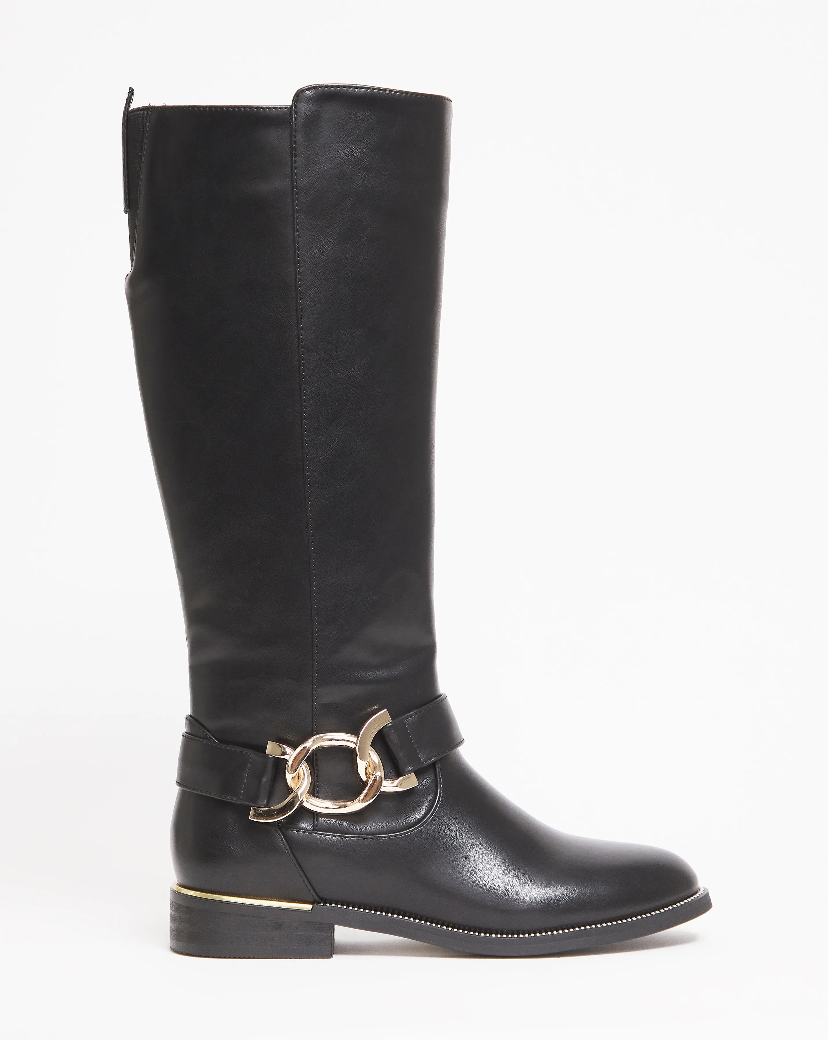 Chain Detail High Leg Boot E Fit Curvy Calf | Simply Be