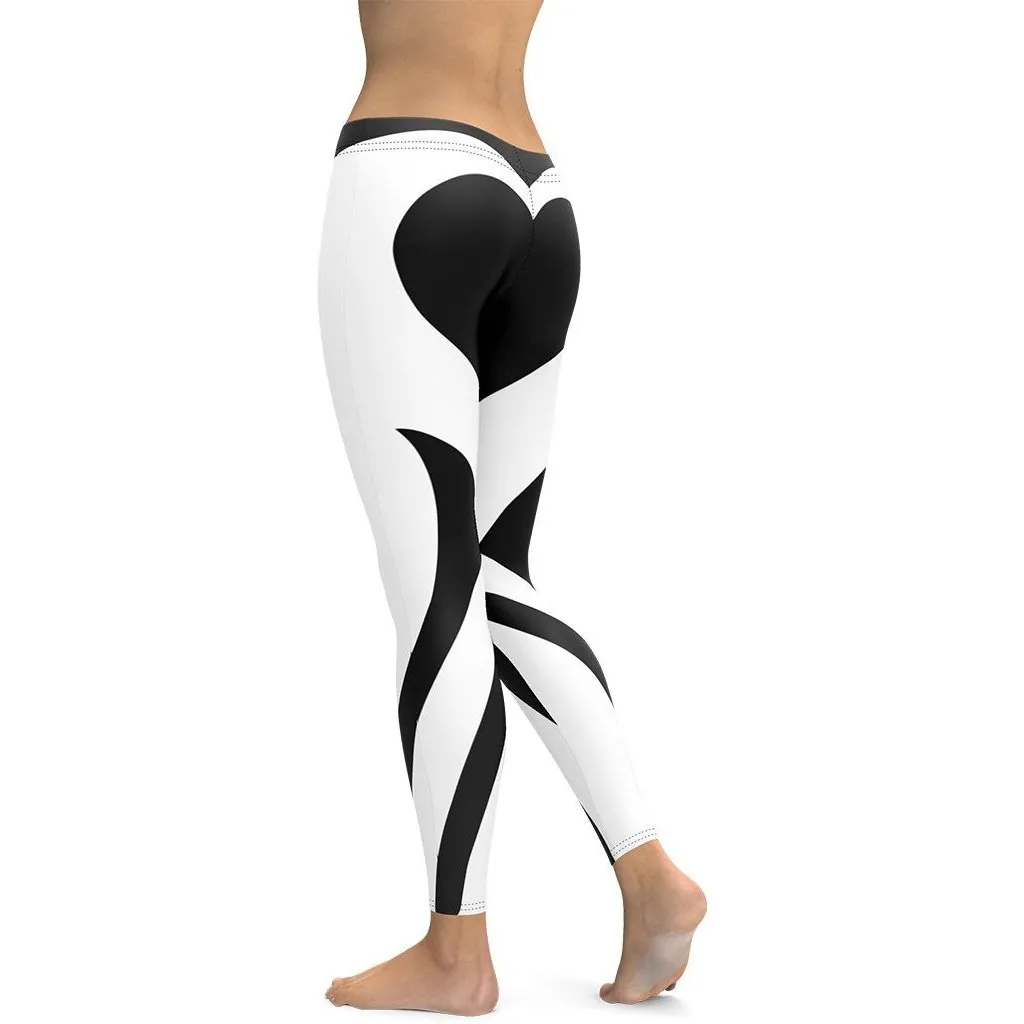 Charcoal Black & White Heart Shaped Leggings