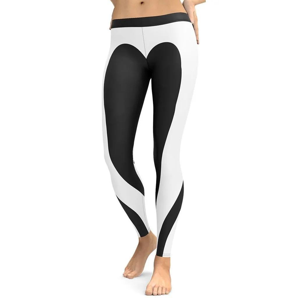 Charcoal Black & White Heart Shaped Leggings