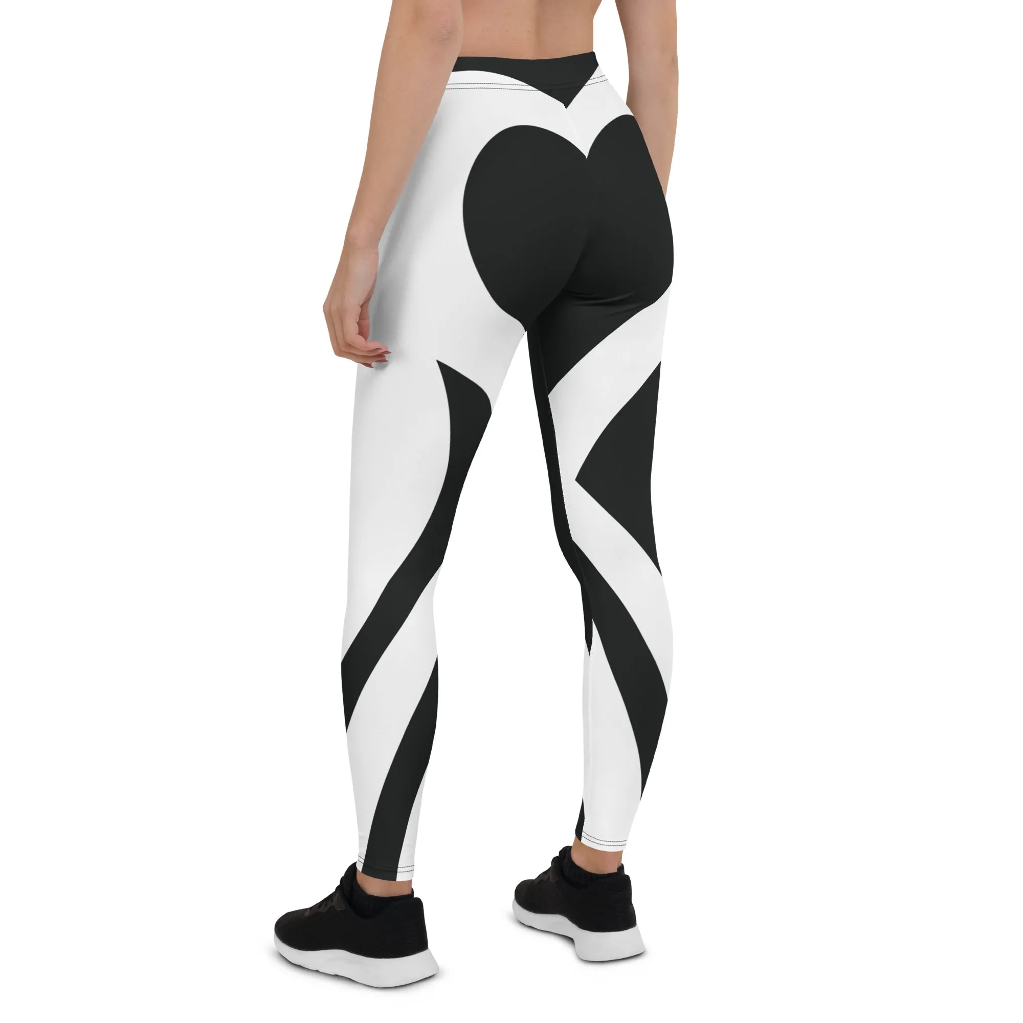 Charcoal Black & White Heart Shaped Leggings