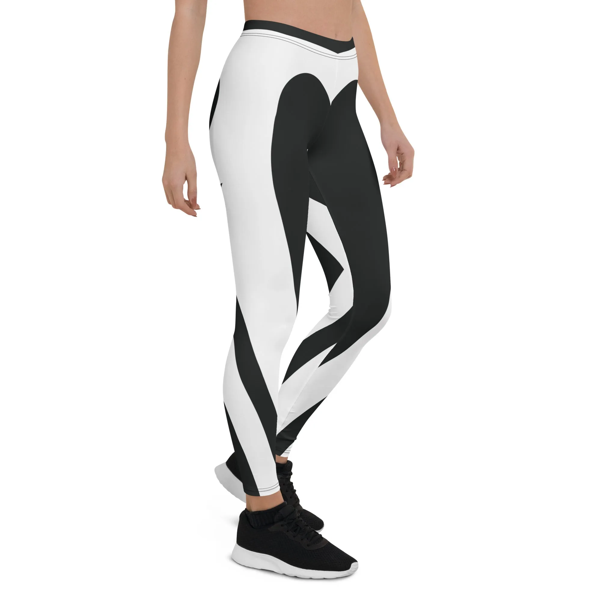 Charcoal Black & White Heart Shaped Leggings