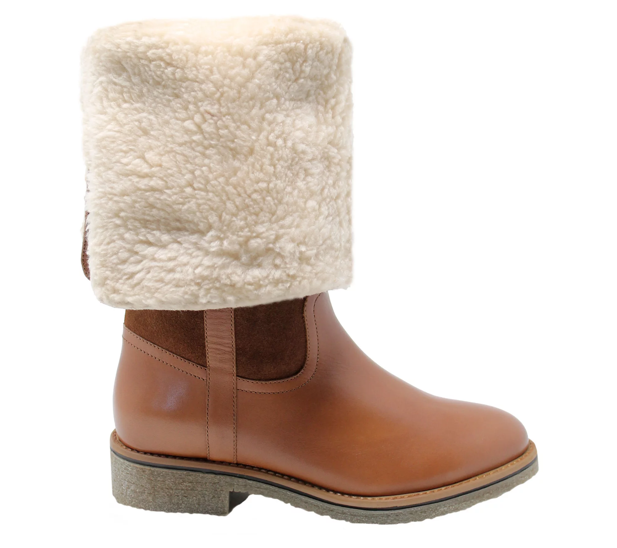 Charles David Suede Leather Faux-Fur Lining Cuf f Boot - Yarn