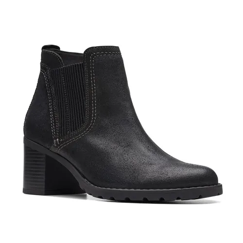 Clarks Women's Leda Up Boot Black Suede