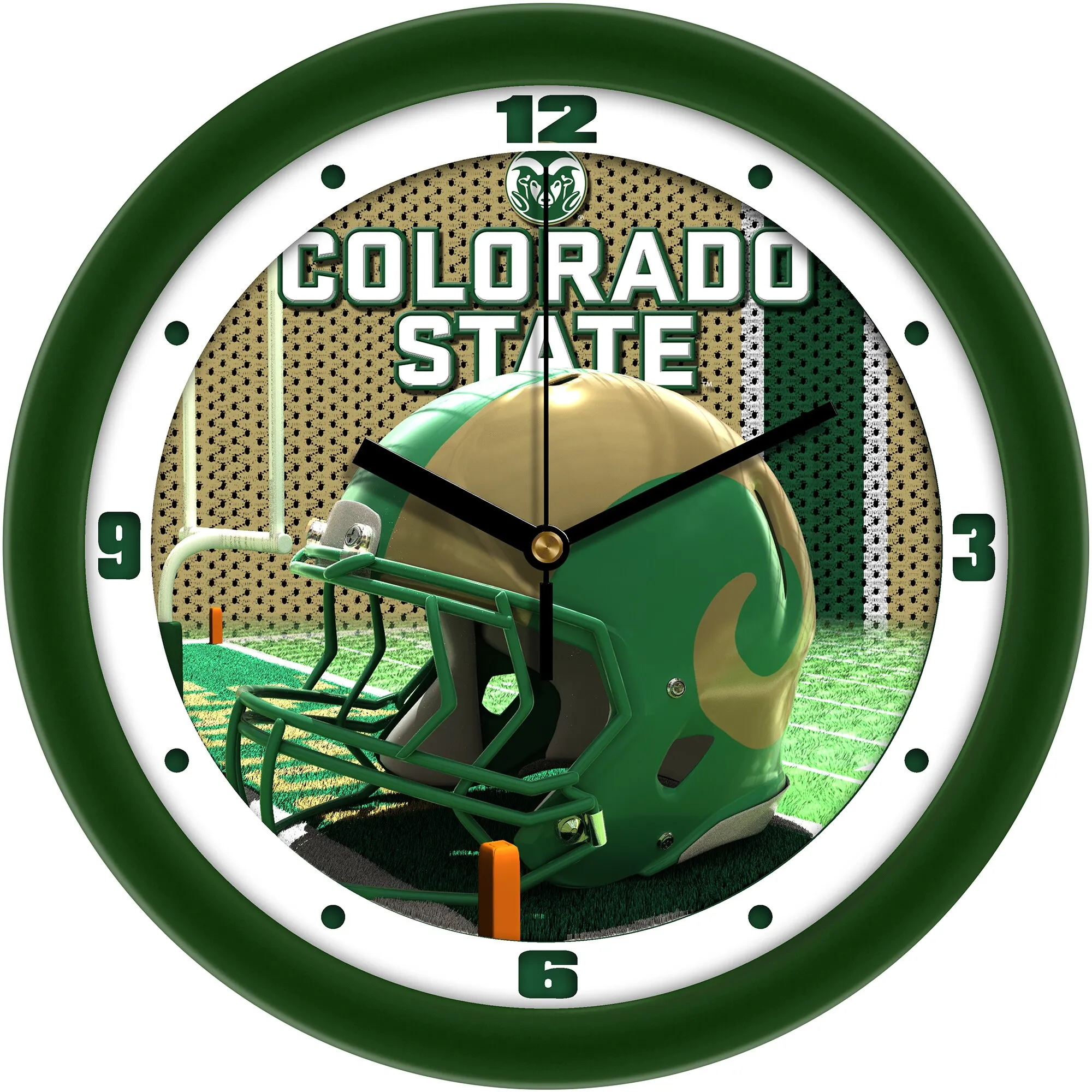 Colorado State Rams 11.5'' Suntime Premium Glass Face Football Helmet Wall Clock