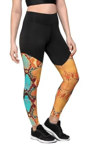 Colorful Snake Pattern Compression Leggings