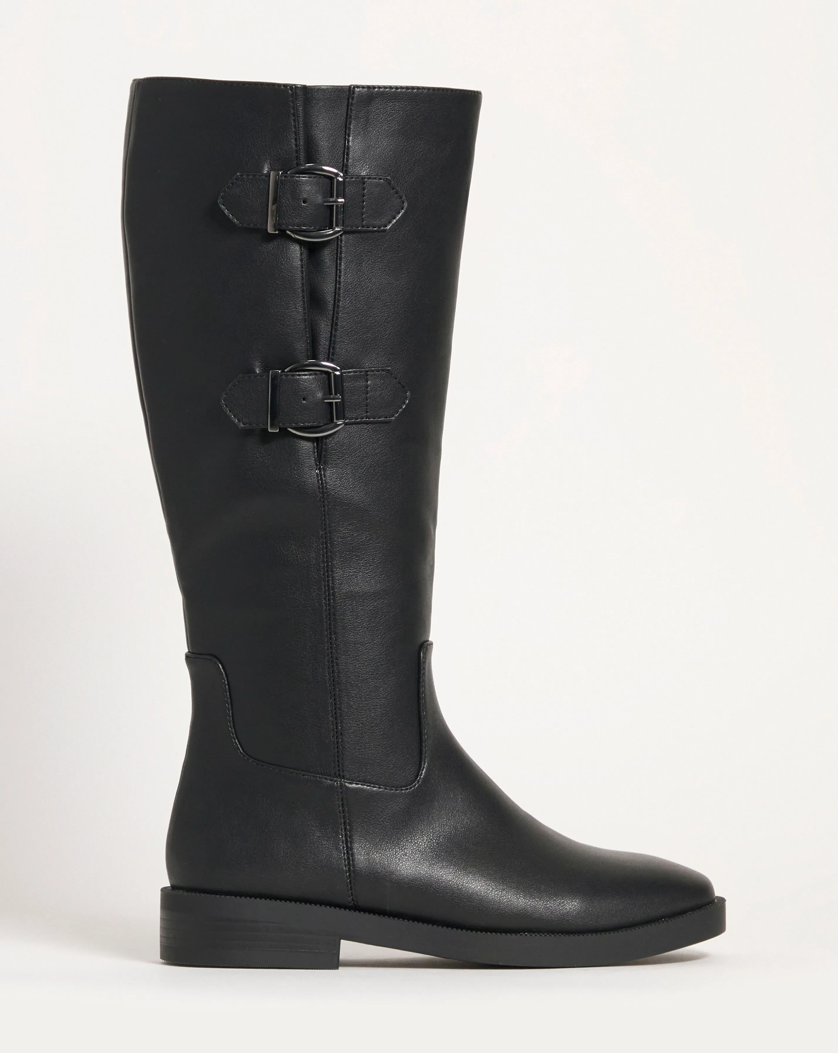 Cosmo Double Buckle High Leg Boot E Fit Super Curvy Calf | Simply Be