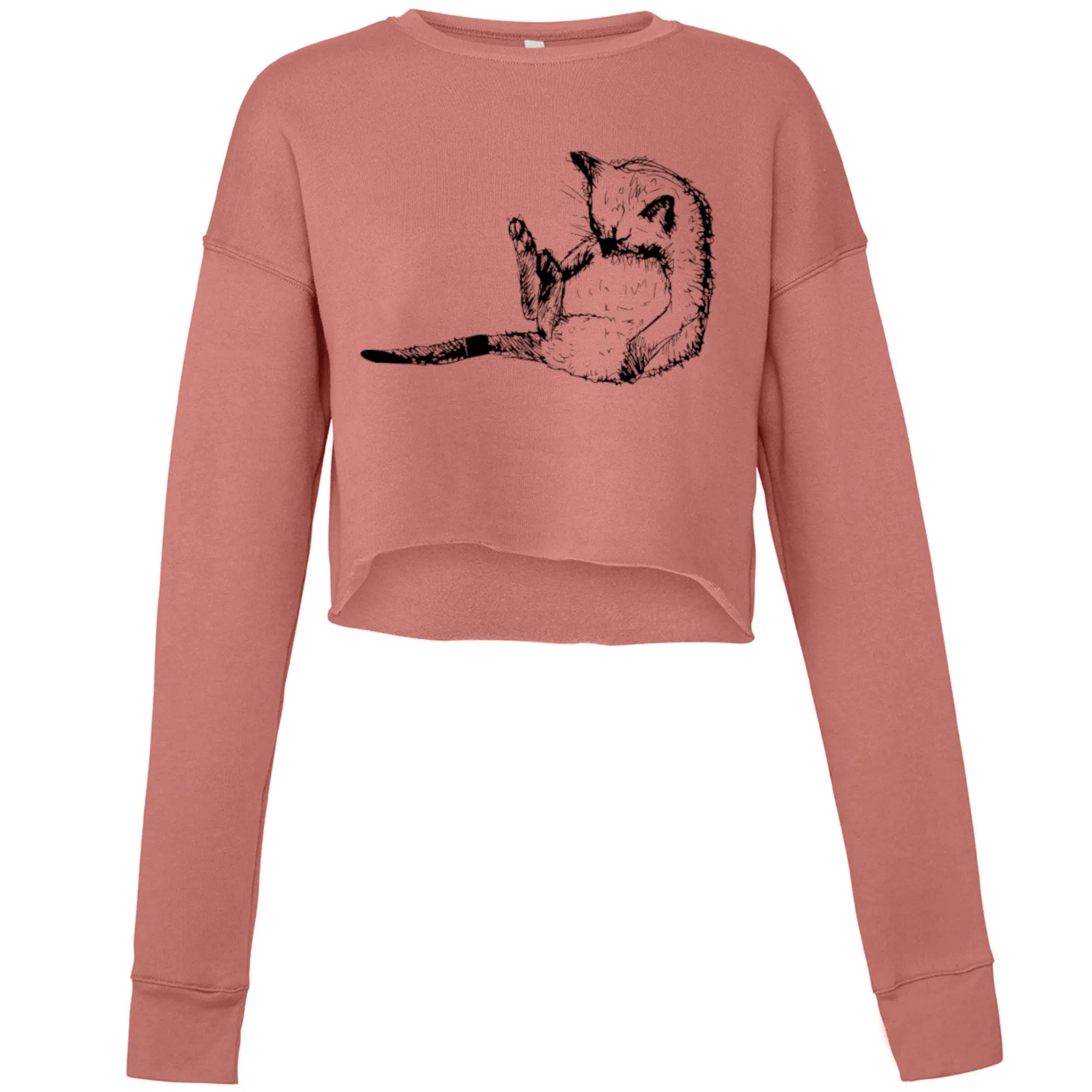 Cropped sleepy cat jumper, mauve