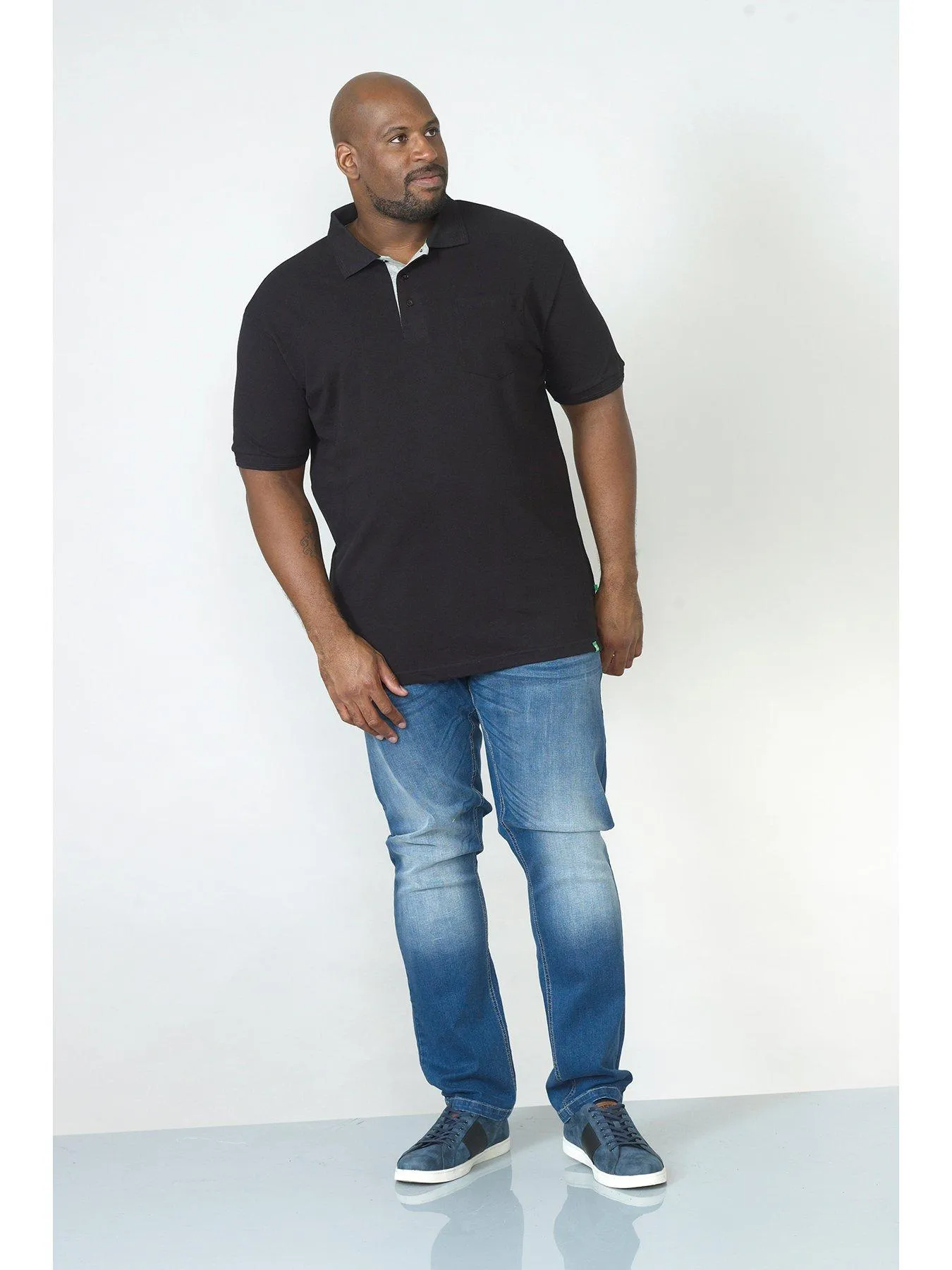 D555 Grant Pique Polo Shirt - Black