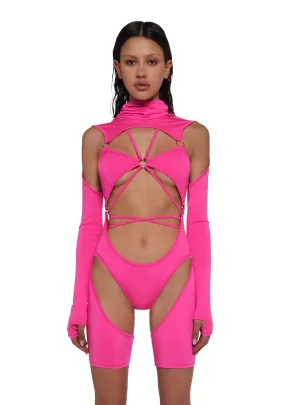 Drifting Guardian Cut-Out Romper - Pink-